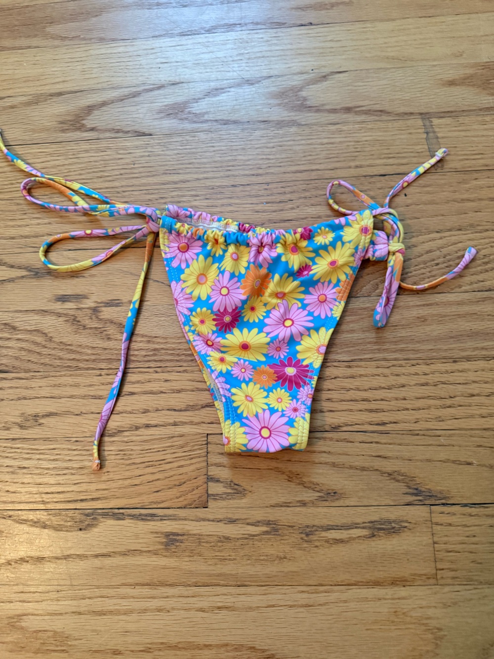 ROMWE Girls Floral Tie-Side Bikini Bottom - Blue, Yellow, Pink